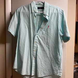 Ralph Lauren seer sucker short sleeve polo large